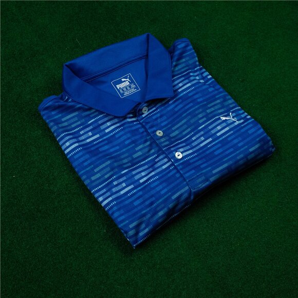 PUMA Golf Blue Patterned Polo - Picture 1 of 4